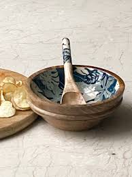 Blue Floral Salad Bowl