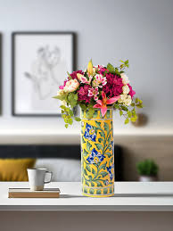 Blue Pottery Cylinder Shape Vase