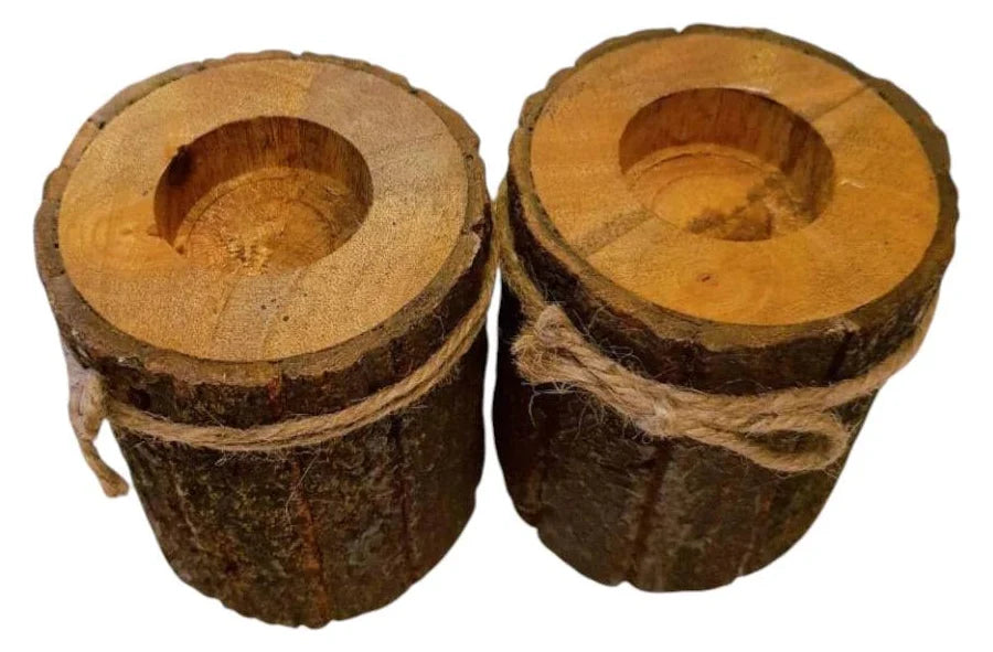 Candle Holder With Side Bark