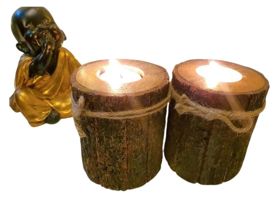 Candle Holder With Side Bark