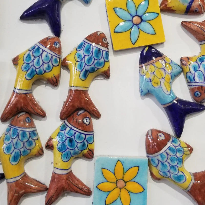 Blue Pottery Fridge Magnets