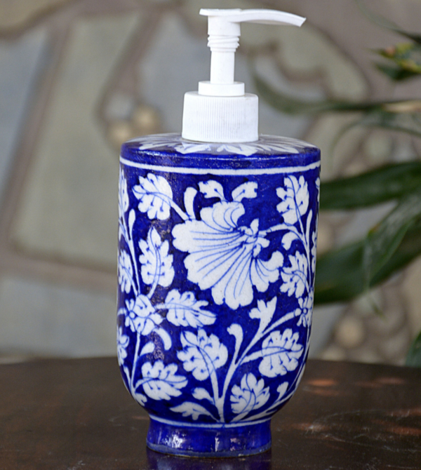 Blue Pottery Soap Dispenser
