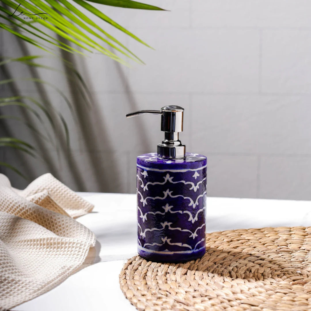 Blue Pottery Soap Dispenser